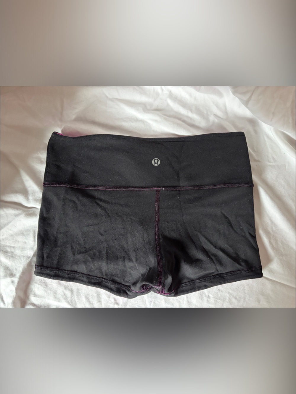 lululemon athletica Black Bike Shorts with Pink Stitching